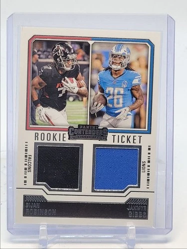 BIJAN ROBINSON JAHMYR GIBBS 2023 CONTENDERS ROOKIE TICKET PATCH RC Q4689