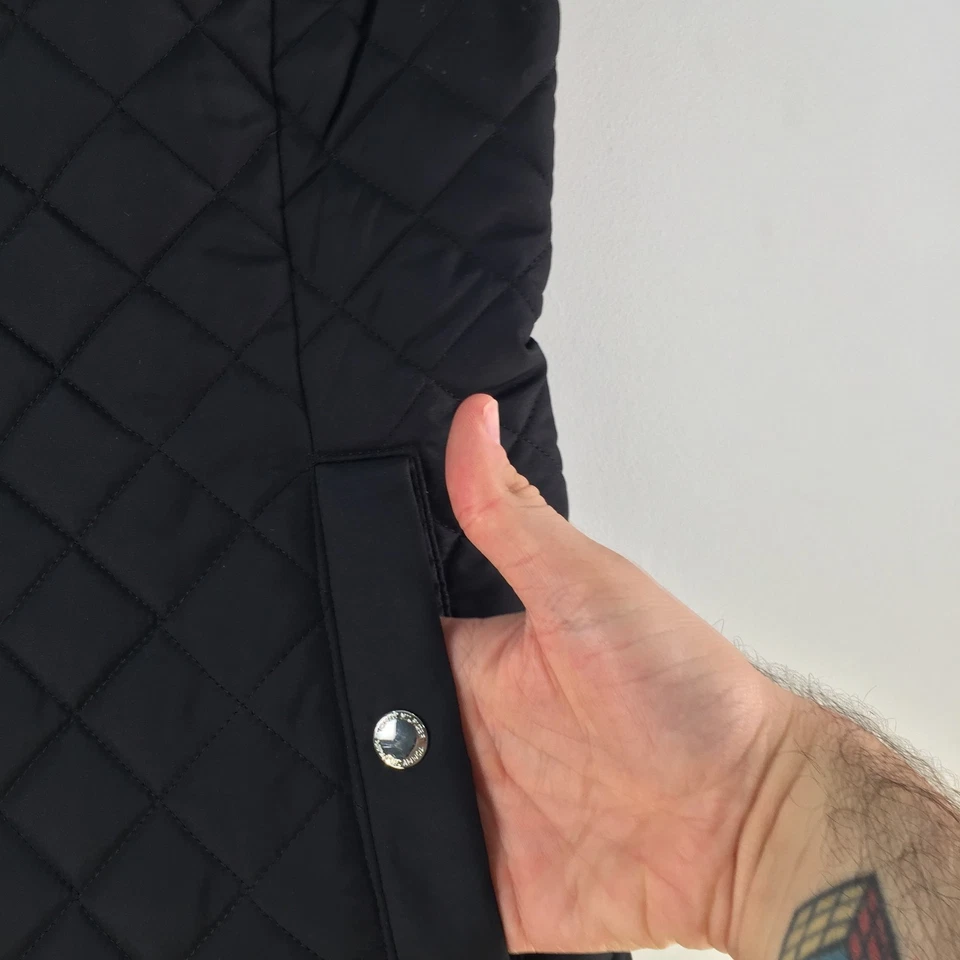 Tommy hilfiger womens quilted vest size S black sleeveless collared 124777 - Image 3 of 4