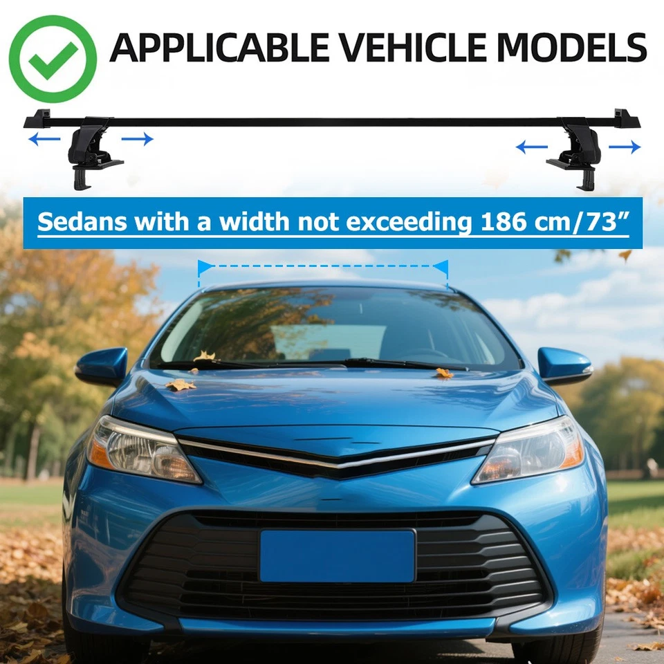 54" For Honda Fit Jazz Bare Roof Rack Cross Bars Luggage Kayak Carrier w/ Lock - Image 2 of 4