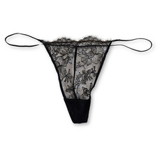 Vintage Nwot Black Lace Lingerie G-string Panty
