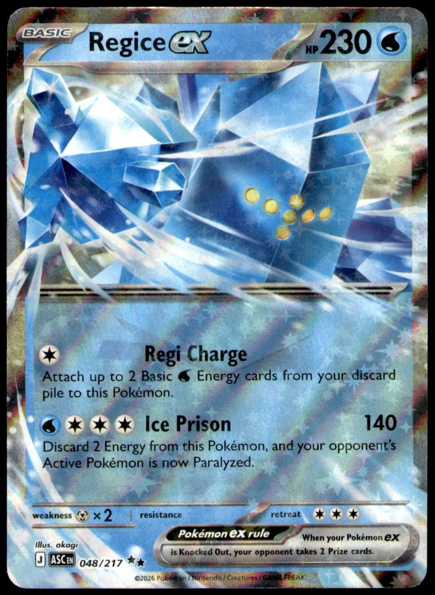regice ex pokemon card Legendary Set - REGIROCK REGISTEEL - Celestial Storm Rare LOT and your opponents Active Pokemon is now Paralyzed. Regice ex Pokémon TCG Cards