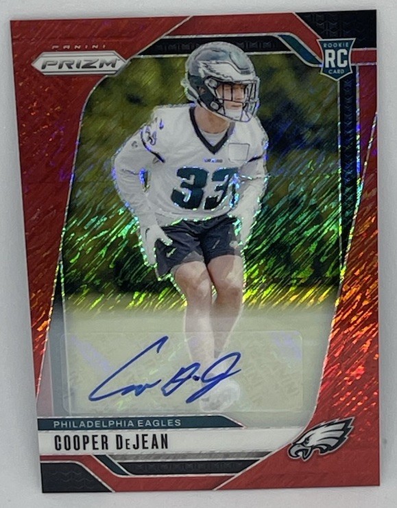 2024 Panini Rookie Red Shimmer Prizm Cooper DeJean Auto /35 - #321 (RC, AU)
