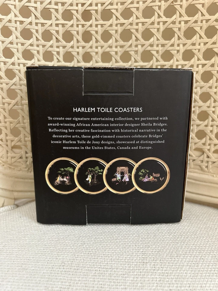 Williams Sonoma x Sheila Bridges Harlem Toile Coasters (4) 全新无标签 开箱 阅读 — 第 2/4 张图片