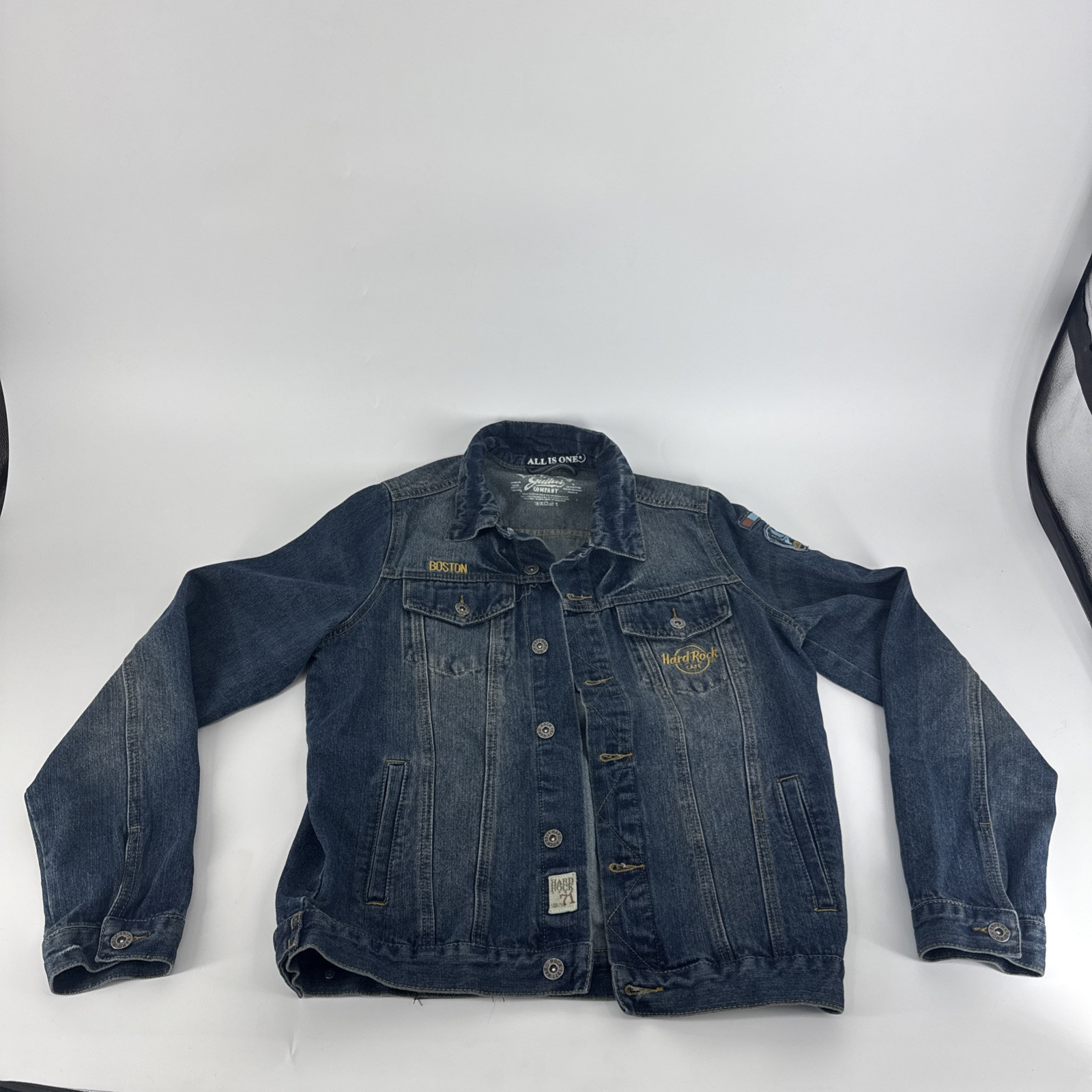 Vintage Boston Hard Rock Cafe NOS Blue Denim Jacket Men's Size Medium