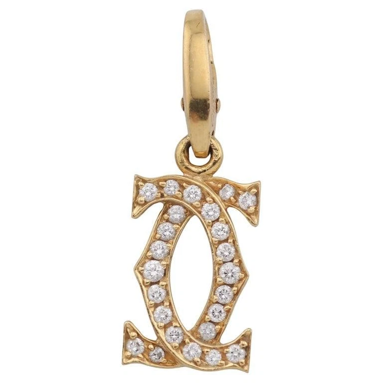 Cartier — Cartier Diamond 18K Yellow Gold Double C-Logo Charm Pendant