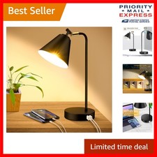Stylish Industrial Table Lamp with Touch Control  2 USB Ports - Black Metal