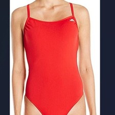 adidas Sz 30 Swimsuit One Piece UPF 50 Solid C-Back Red QuickDry New 70 Womens