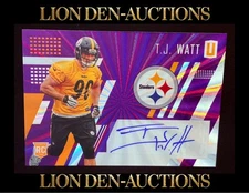 T.J. WATT 2017 UNPARALLELED PURPLE SPOKES AUTOGRAPHED ROOKIE JERSEY MATCH #90/99