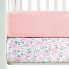 2 PCS Stretchy Crib Sheets Girl Fitted Standard Crib Toddler 52x28 Inch Pink