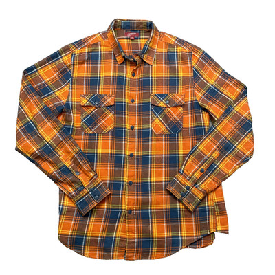 Arizona Flannel Shirt Men's Med Orange Gorpcore Camp Heritage Log Cabin Workwear