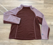 Kuhl Alfpaca Fleece Sweater Womens XL Burgundy Pink Pullover Fleece Sweatshirt