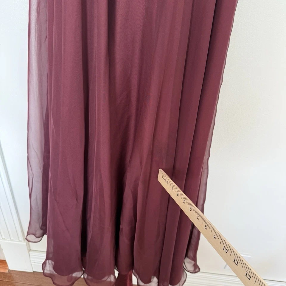 Vtg Y2K Dark Red Maroon Sheer Overlay Whimsigoth Fairy Prom Maxi Gown Sz 00 READ - Image 4 of 4