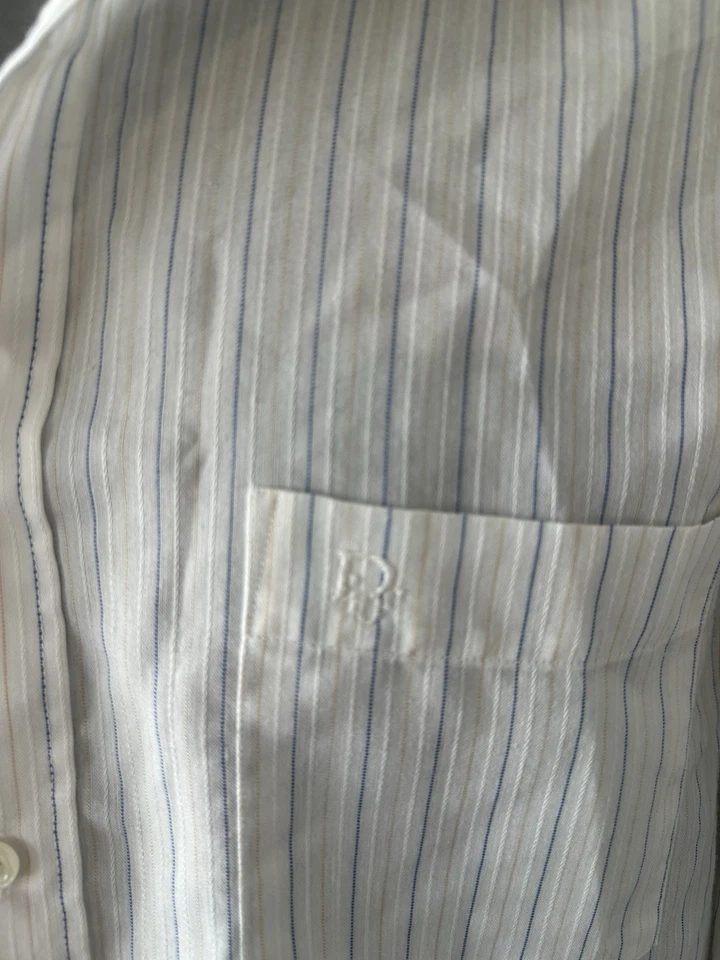 ВИНТАЖНАЯ мужская рубашка Christian Dior Chemises 15 1/2 32-33 в полоску унисекс опрятная - Изображение 2 из 4