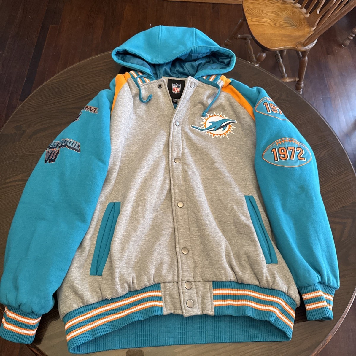 Miami Dolphins 中綿ジャケット　NFL Dolphins Jacket Miami 2 TIME SUPER BOWL HOODED CHAMPIONSHIP JACKET