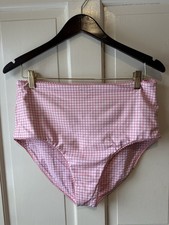 Minnow NWT High Waist Bikini Bottom Pink Gingham Plaid XL Resort Sustainable