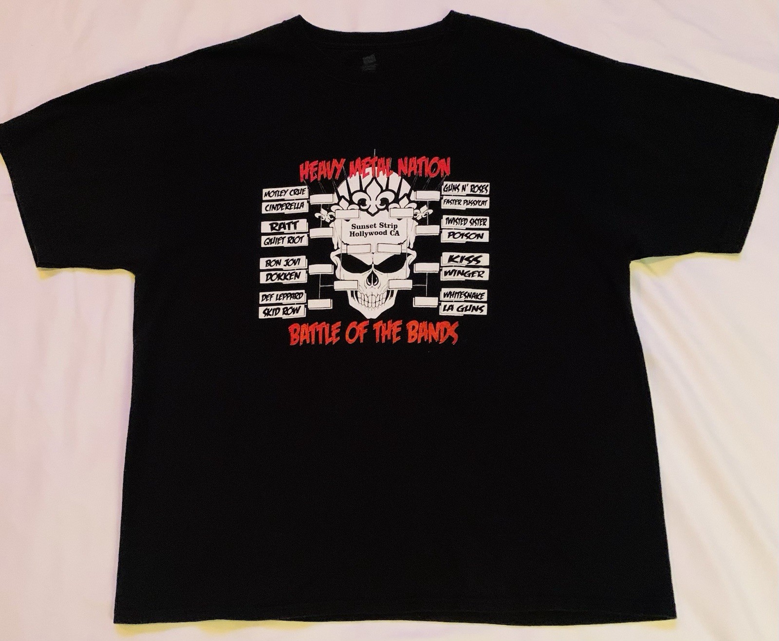 FILA ☠️MAGLIETTA BATTAGLIA FASCE CAPELLI METALLO PESANTE XL Crocia Bacio Ratto Puns & Roses☠️