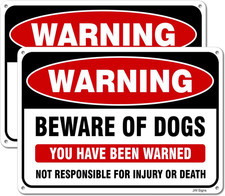 Beware of Dog Sign 2 Pack 10 X7 Reflective Metal Signs 0.40 Aluminum Sign Pre