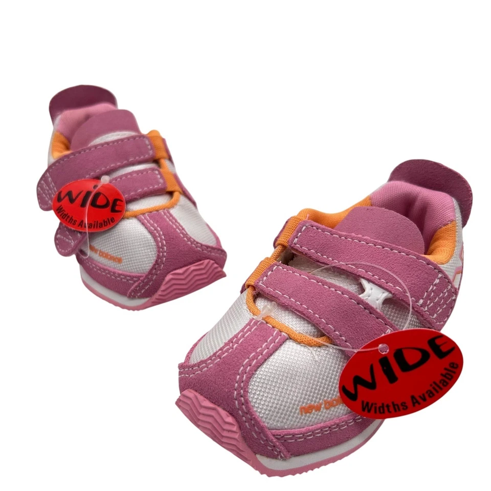 Zapatillas New Balance Infantiles Niñas 4 Anchas Rosa Naranja Zapato Gancho Cierre Lazo Foto 3 de 4