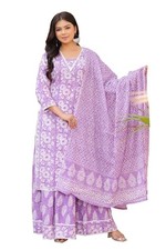 Women's Printed Calf Length Straight Kurta  Skirt With Dupatta Set