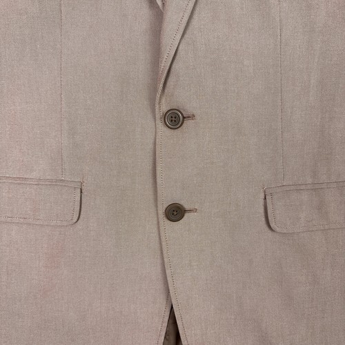 LL Bean Cotton Canvas Blazer Sport Coat Men 42R Beige Elbow Pad Field Work Chore - Picture 5 of 12