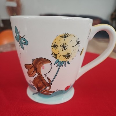 Retro 2007 Whittard Osterhasen blasen Pusteblume Puffballs handbemalt Tasse