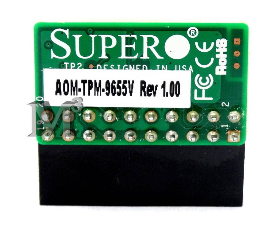 Supermicro AOM-TPM-9655V TPM 1.2 Security Module - 20-Pin, Server BIOS Add-On, Open Box