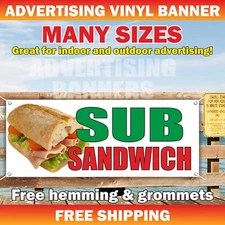 SUB SANDWICH Advertising Banner Vinyl Sign steak burger pizza meat BBQ food cafe