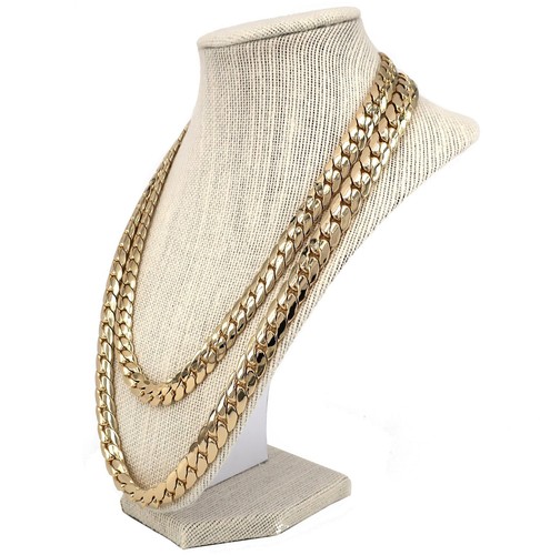 "Collar de cadena de eslabón cubano Miami para hombre 10 mm 12 mm chapado en oro 14k 20", 24", 30" - Imagen 2 de 6