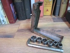 Antique Indestro 7-piece Hex-drive Socket Set And Metal Case Usa Auto Tool Kit