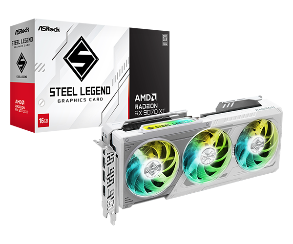 ASRock AMD Radeon™ RX 9070 XT Steel Legend 16GB Gen5 2160P gaming