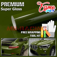 ESSMO PET Super Gloss Combat Green Car Vehicle Vinyl Wrap Decal Gloss Like Paint