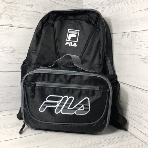 Fila Escuela Deporte para Negro Gris Poliéster Mochila con bolsa de almuerzo Desmontable | eBay