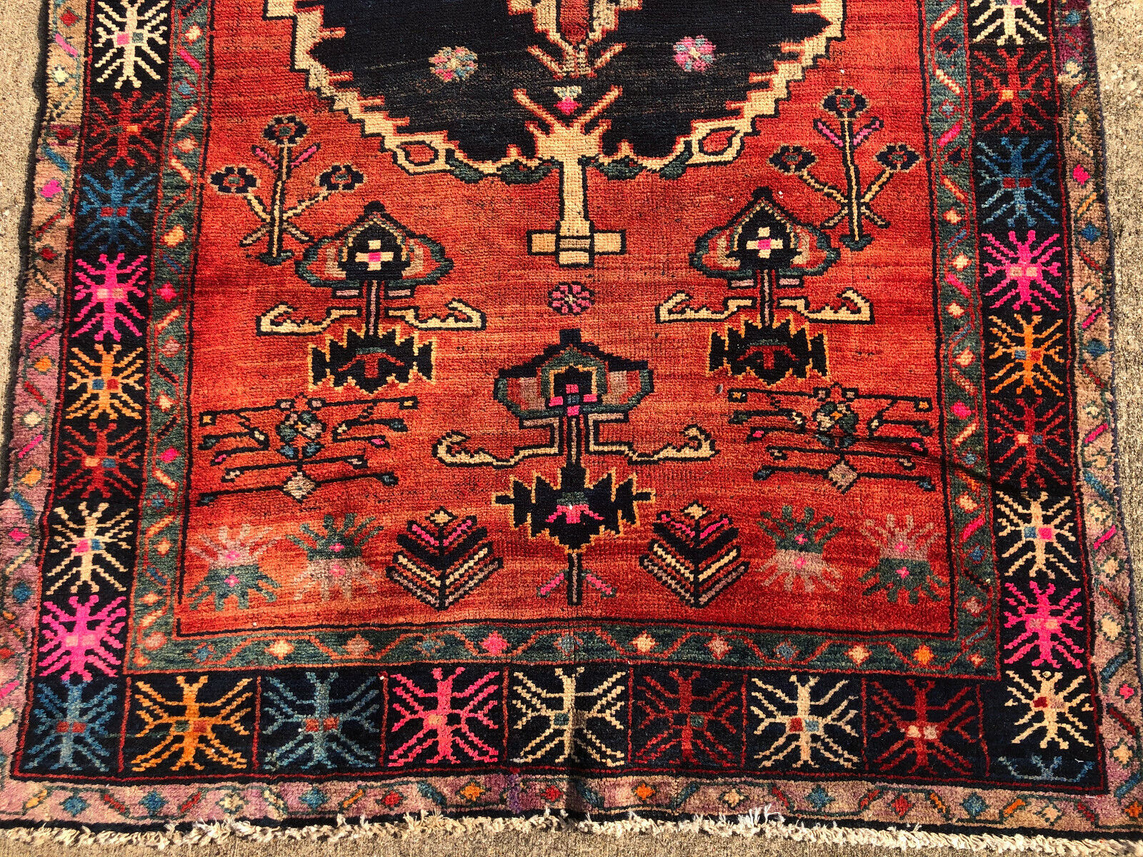 4x8 VINTAGE RUG HAND-KNOTTED WOOL antique handmade caucasian tribal oriental 4x7