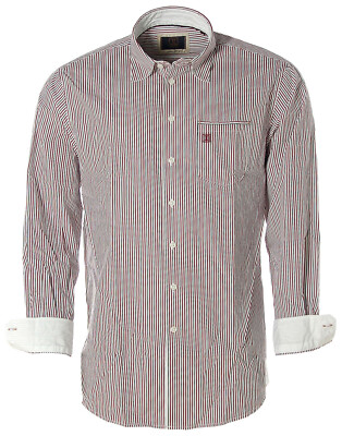 J.J. MEN Jette Herren Langarm Streifen Hemd -The Sylt Shirt- Beere L A3123