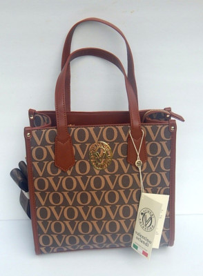 VALENTINO ORLANDI ITALY BROWN VOVO LOGO CROSSBODY SHOULDER BAG