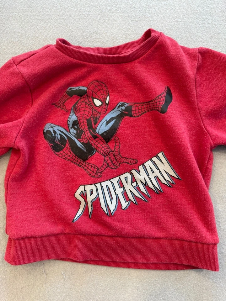 Marvel Spiderman Sweatshirt Kids Boy's 4T Red Fleece Superhero Crew - Image 3 of 4