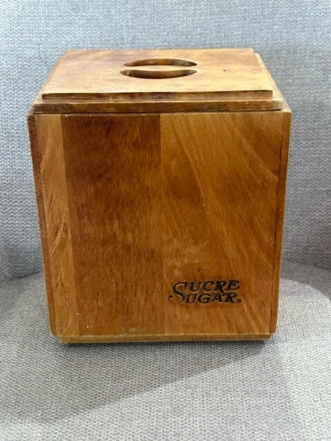 Vintage Baribo Solid Wood Sugar Sucre Canada Baribo craft Maid Wood Box Canister
