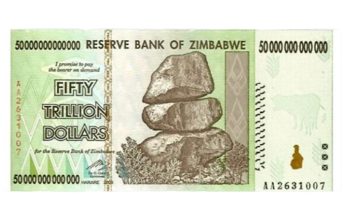 50 Trillion Zimbabwe Banknotes 2008 AA Series Authentic Uncirculated