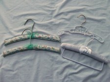 vtg lot 4 children clothes hangers plastic vinyl satin padded with pant bar