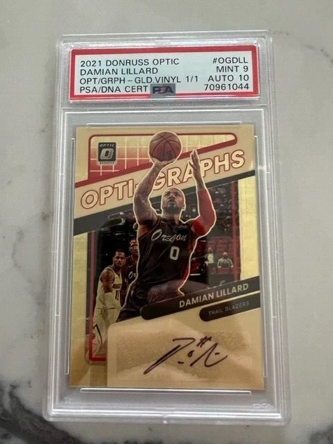 2021 Panini Optic Damian Lillard OptiGraphs Gold Vinyl 1/1 PSA 9 