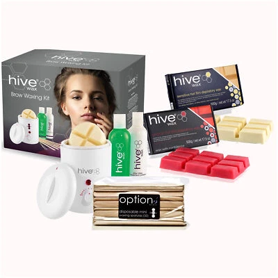 Hive Options Hard Film Depilatory Wax Brow Body Waxing Kit Spatulas Hair Removal