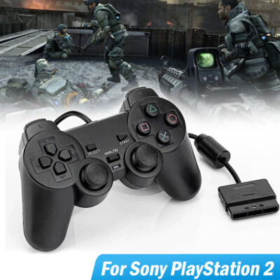 For Sony PlayStation 2  Wired Dual Vibration Black Game Controller  Gamepad 1pcs