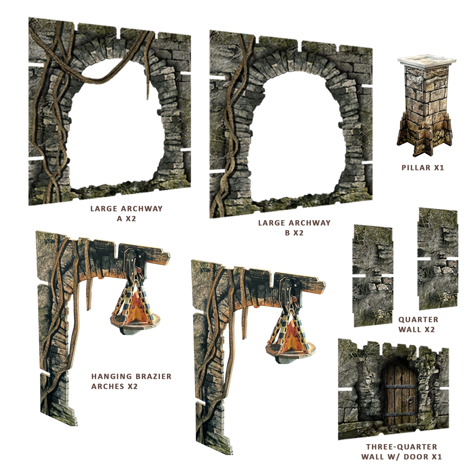 Dungeon Archways (28-35mm, Modular, 9 pieces) Battle Systems Terrain