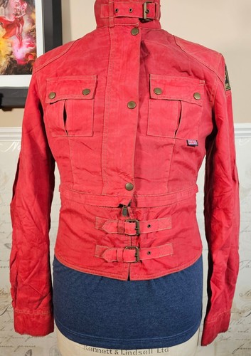 Chaqueta Belstaff Cera Nylon Para Mujer 46 UK 14/XL Rojo Gángster Motociclista Motocicleta - Imagen 2 de 21