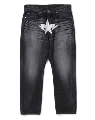 A BATHING APE × 9090 \"PATCH JEANS\" AAPE X 9090 STYLE MOONFACE PATCH DISTRESSED JEANS – aapeus.com