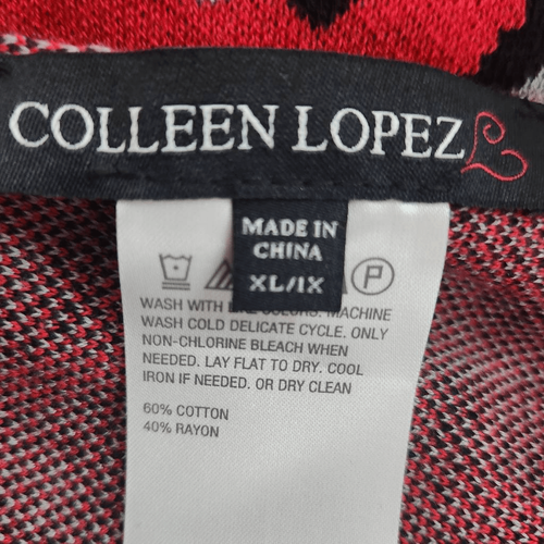 Colleen Lopez Red Leopard Print Open Front Shrug Size XL/1X Red Leopard Cardigan - Picture 7 of 7