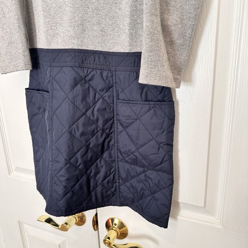 J. Crew Crewcuts Gray Navy Blue Quilted Dress Pockets Back Zipper Girls Sz 12 - Picture 3 of 9