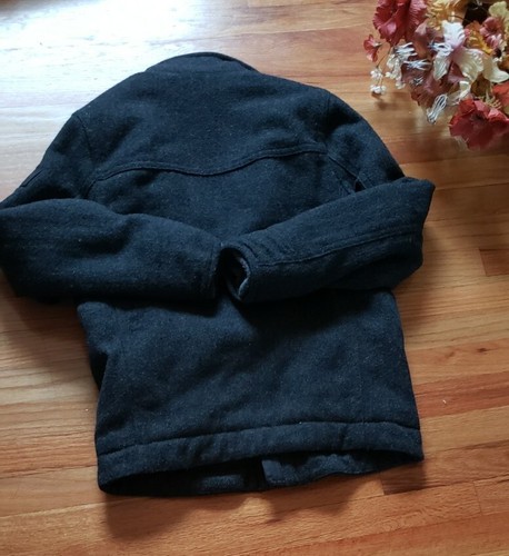 Vintage Abercrombie & FITCH Grey/ Black Small Wool Blend Coat Herringbone Tweed - Picture 10 of 17