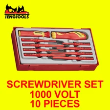 TengTools TTV710N 10 Piece 1000 Volt Screwdriver Set Interchangeable Pz, Ph