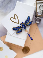 DIY Jewelry making kit "Dragonfly", Seed beaded brooch, Bead Embroidery Kit